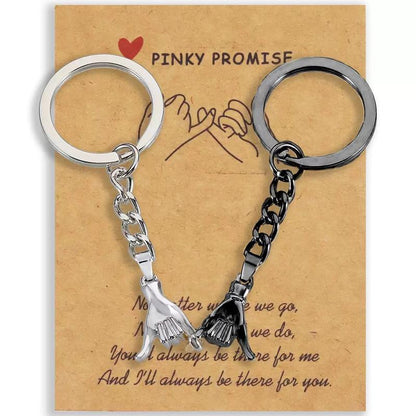 2pcs Pinky Promise Gift Matching Couple Gifts Valentines Day Gifts for Him Her Boyfriend Girlfriend Best Friend Matching Keychains for Couples Wife Husband Birthday Gifts