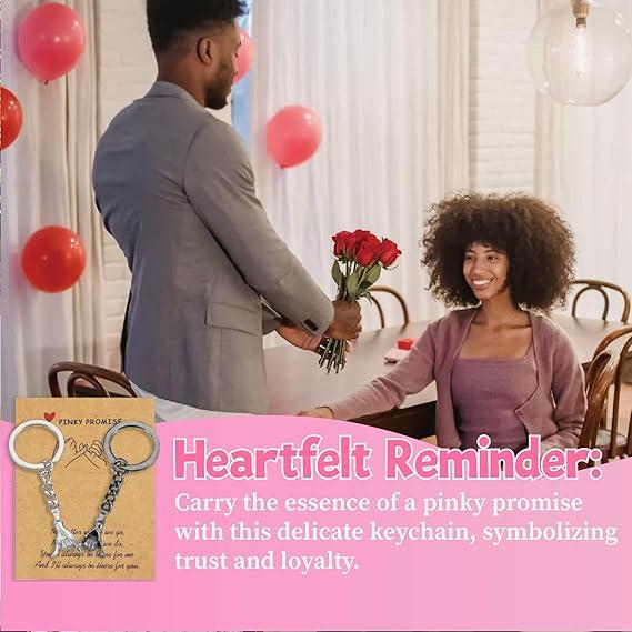 2pcs Pinky Promise Gift Matching Couple Gifts Valentines Day Gifts for Him Her Boyfriend Girlfriend Best Friend Matching Keychains for Couples Wife Husband Birthday Gifts