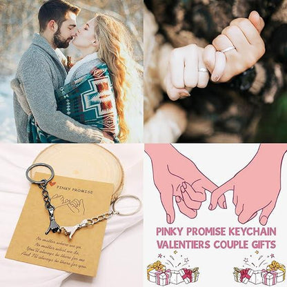 2pcs Pinky Promise Gift Matching Couple Gifts Valentines Day Gifts for Him Her Boyfriend Girlfriend Best Friend Matching Keychains for Couples Wife Husband Birthday Gifts