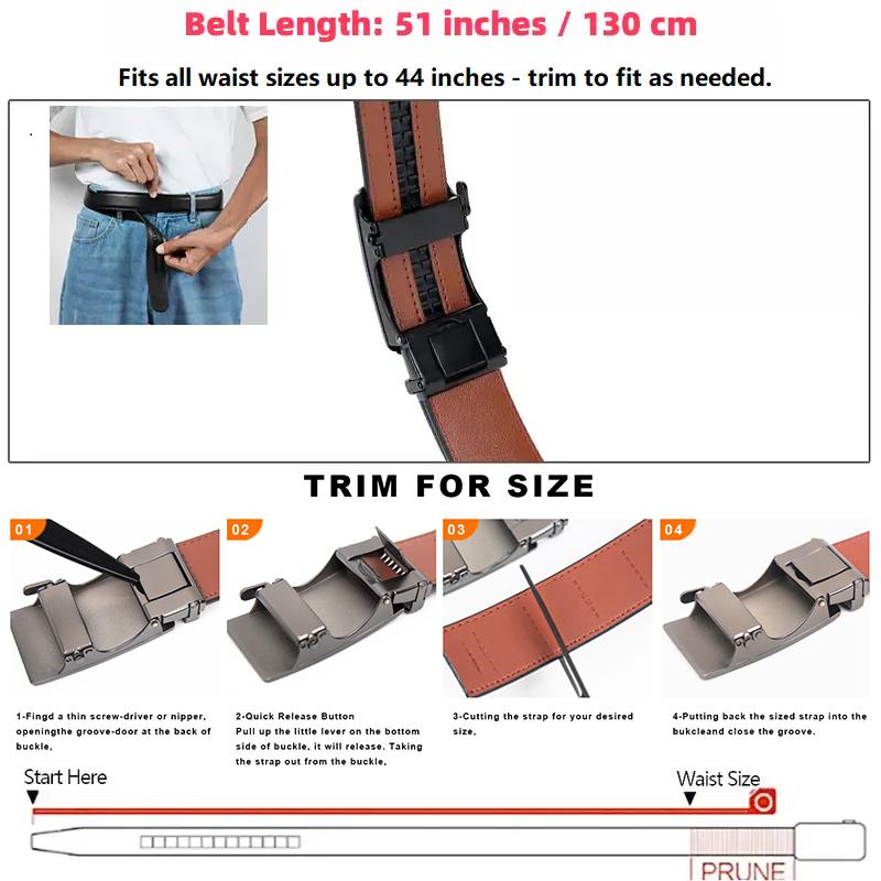 Mens Belt Leather Ratchet Easy Release Belt Dress and Casual Adjustable Belts for Men's Wear Gift Fathers Gift