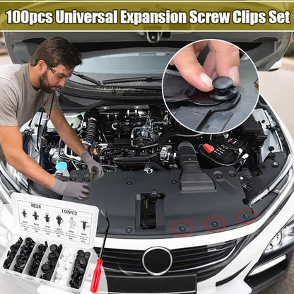 Universal Expansion Screw Clips Set(100pcs)– Suitable For Car Mudguards, Door Panels