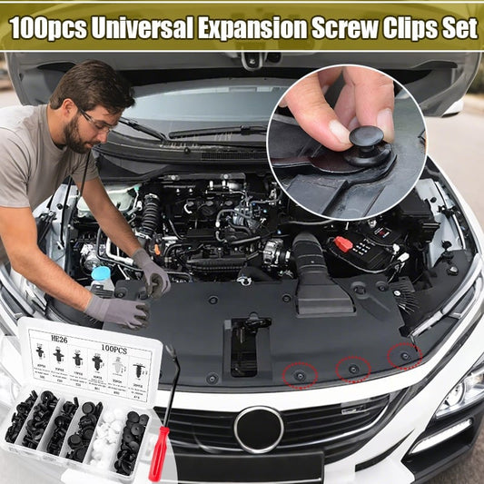 Universal Expansion Screw Clips Set(100pcs)– Suitable For Car Mudguards, Door Panels
